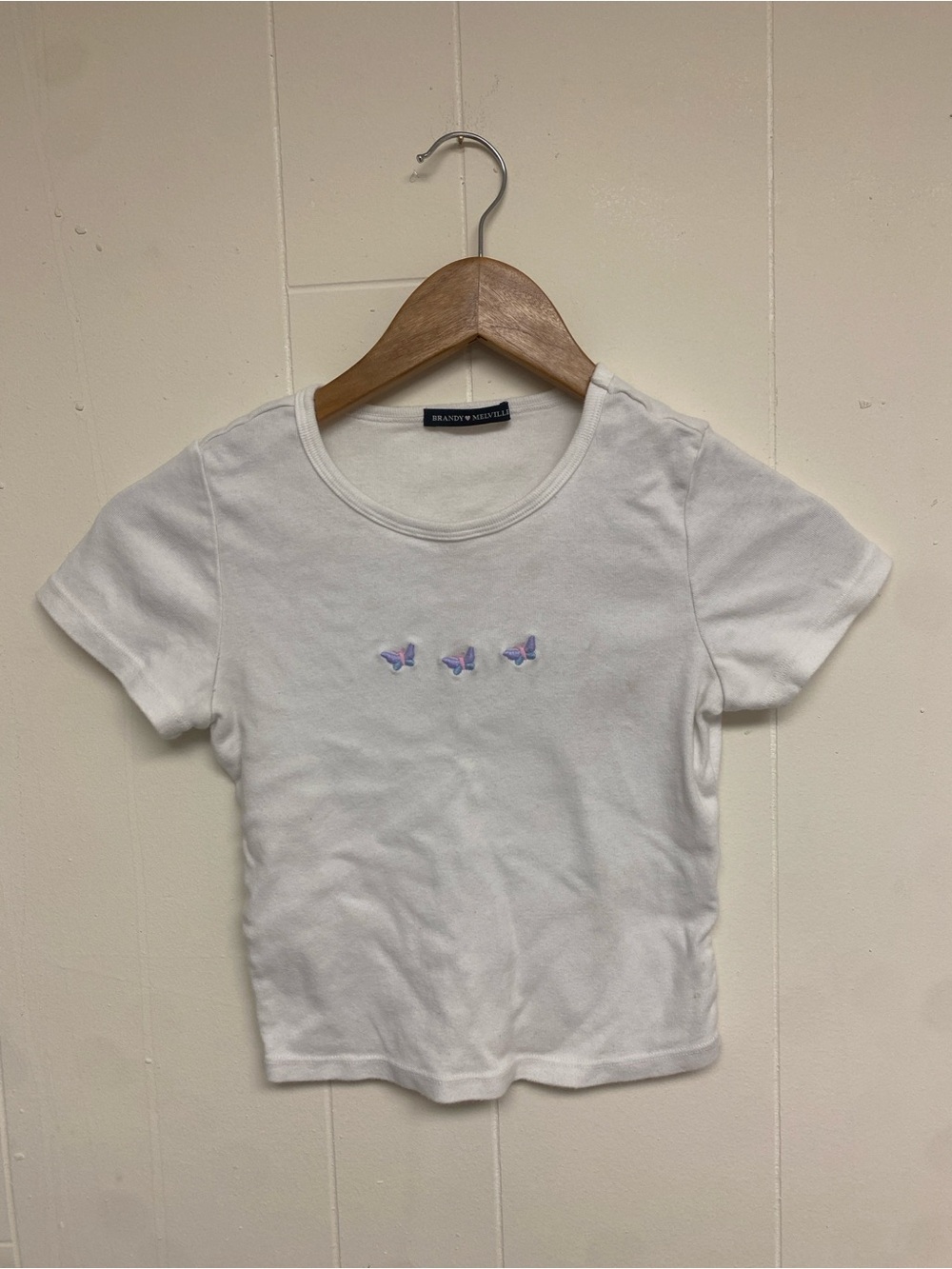 Brandy Melville White Butterfly Tee
